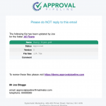 Email Notification of approved file.